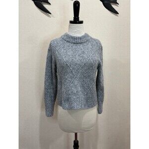 Everlane Diamond Knit Cropped Crew Neck Alpaca Merino Wool Blend Sweater - XS